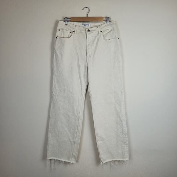 Abercrombie & Fitch Jeans 31 12 Regular Cream Denim 90s Relaxed Jean High Rise - Picture 1 of 6